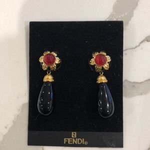 Fendi vintage costume earrings clip on